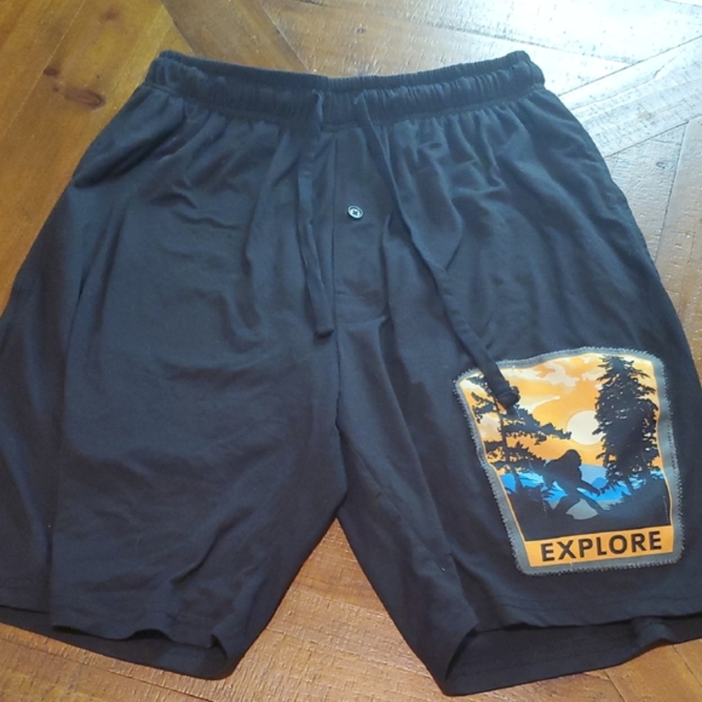 Explore Graphic Black Men's Athletic Shorts